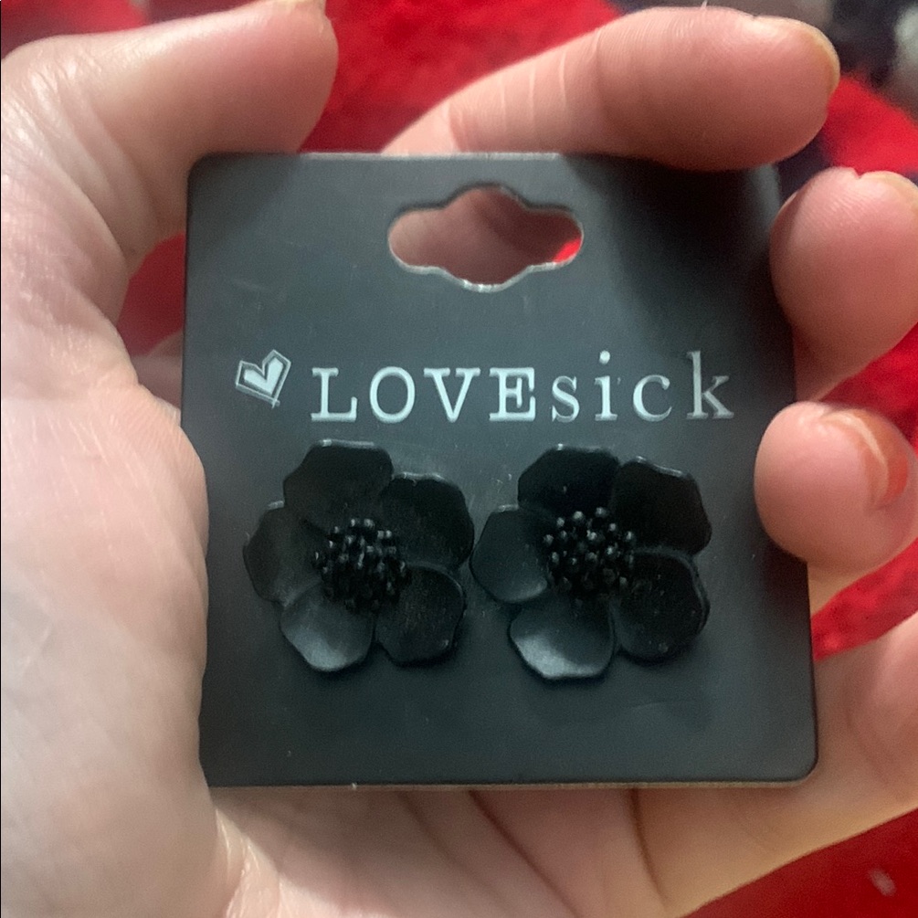 5 For $20lovesick Black Floral Earrings